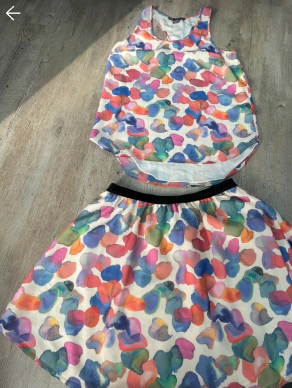 Armani Exchange Multicolor Watercolor Print Skirt with Black Waistband